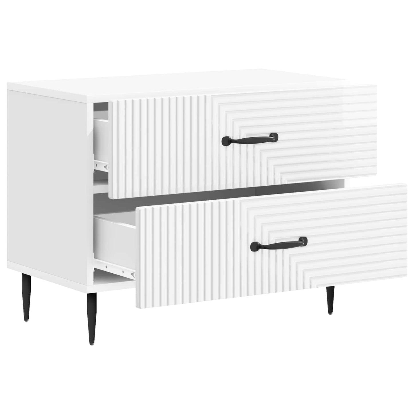 vidaXL Κομοδίνο με συρτάρι Γυαλιστερό Λευκό 62 x 34,5 x 47,5 εκ