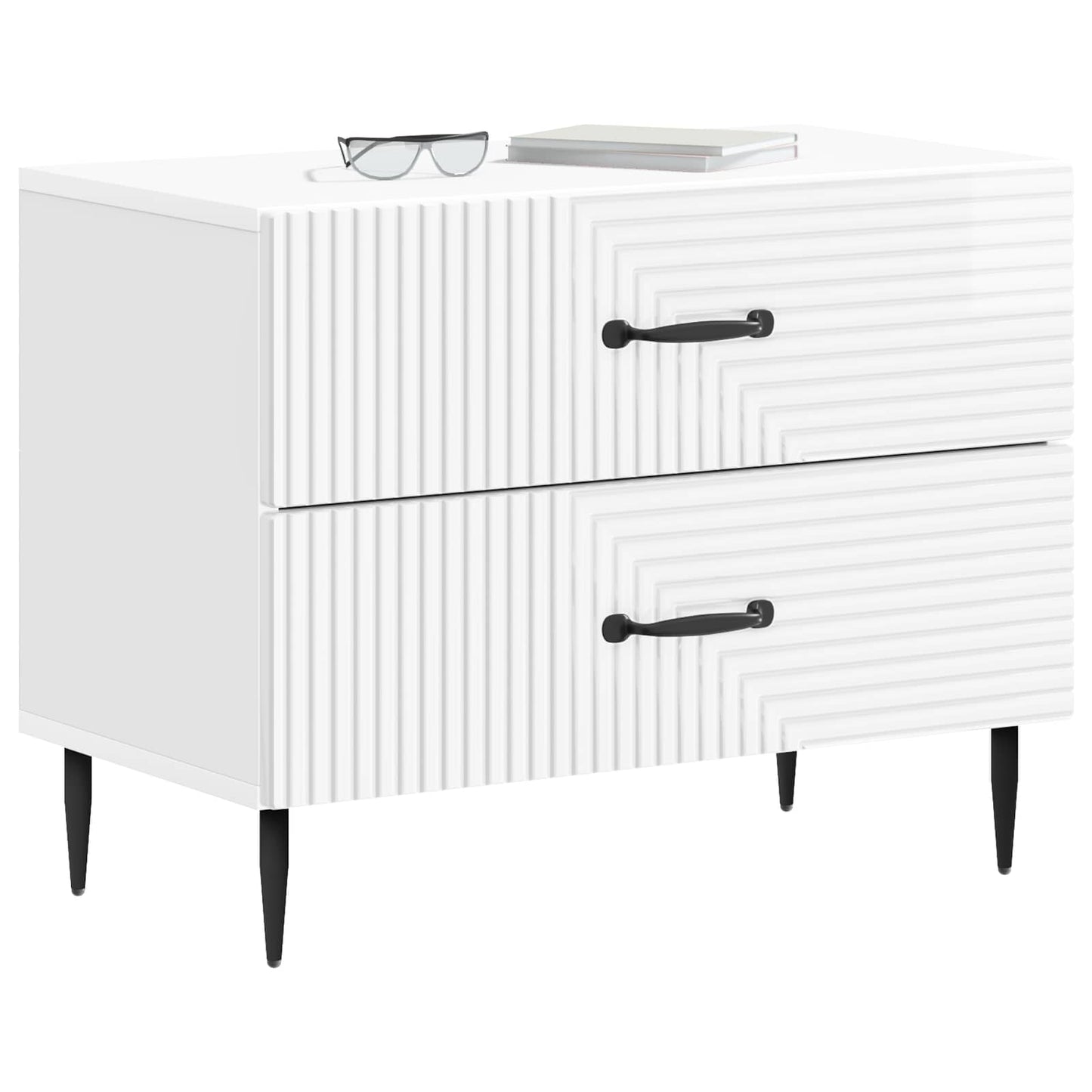 vidaXL Κομοδίνο με συρτάρι Γυαλιστερό Λευκό 62 x 34,5 x 47,5 εκ