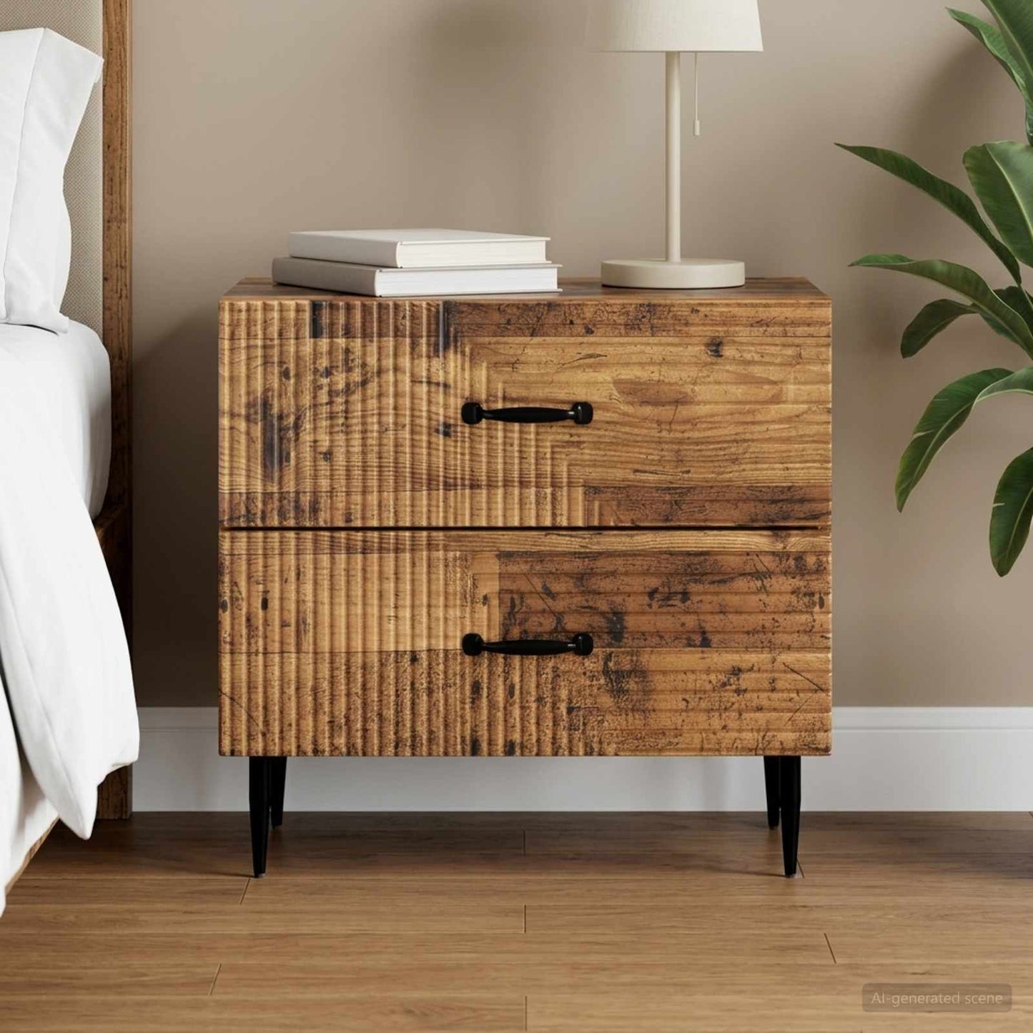 vidaXL Κομοδίνο Παλαιωμένο ξύλο 62 x 34,5 x 47,5 εκ Επεξεργασμένο Ξύλο
