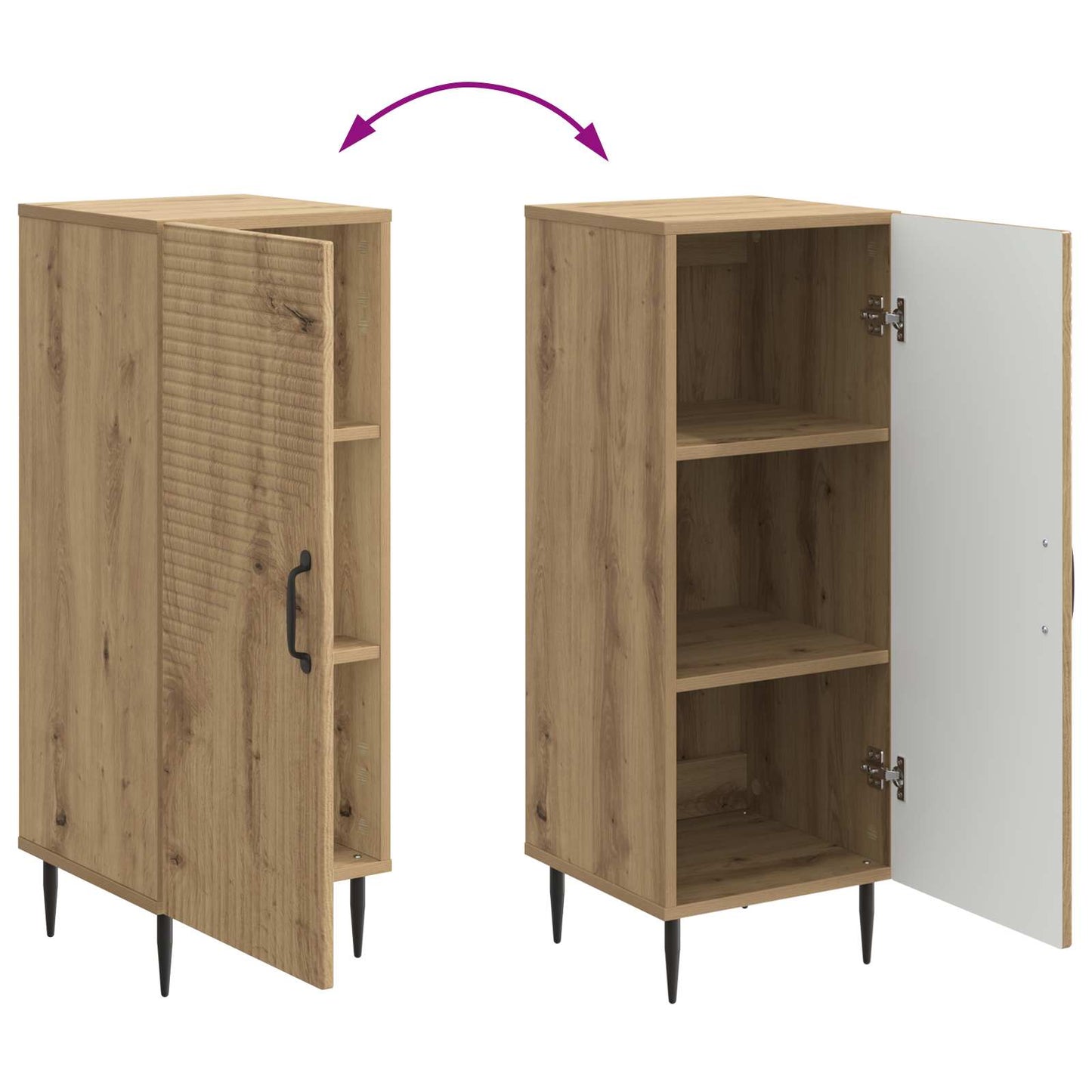 vidaXL Πλαϊνό γραφείο Artisan Δρυς 33 x 34,5 x 89,5 εκ