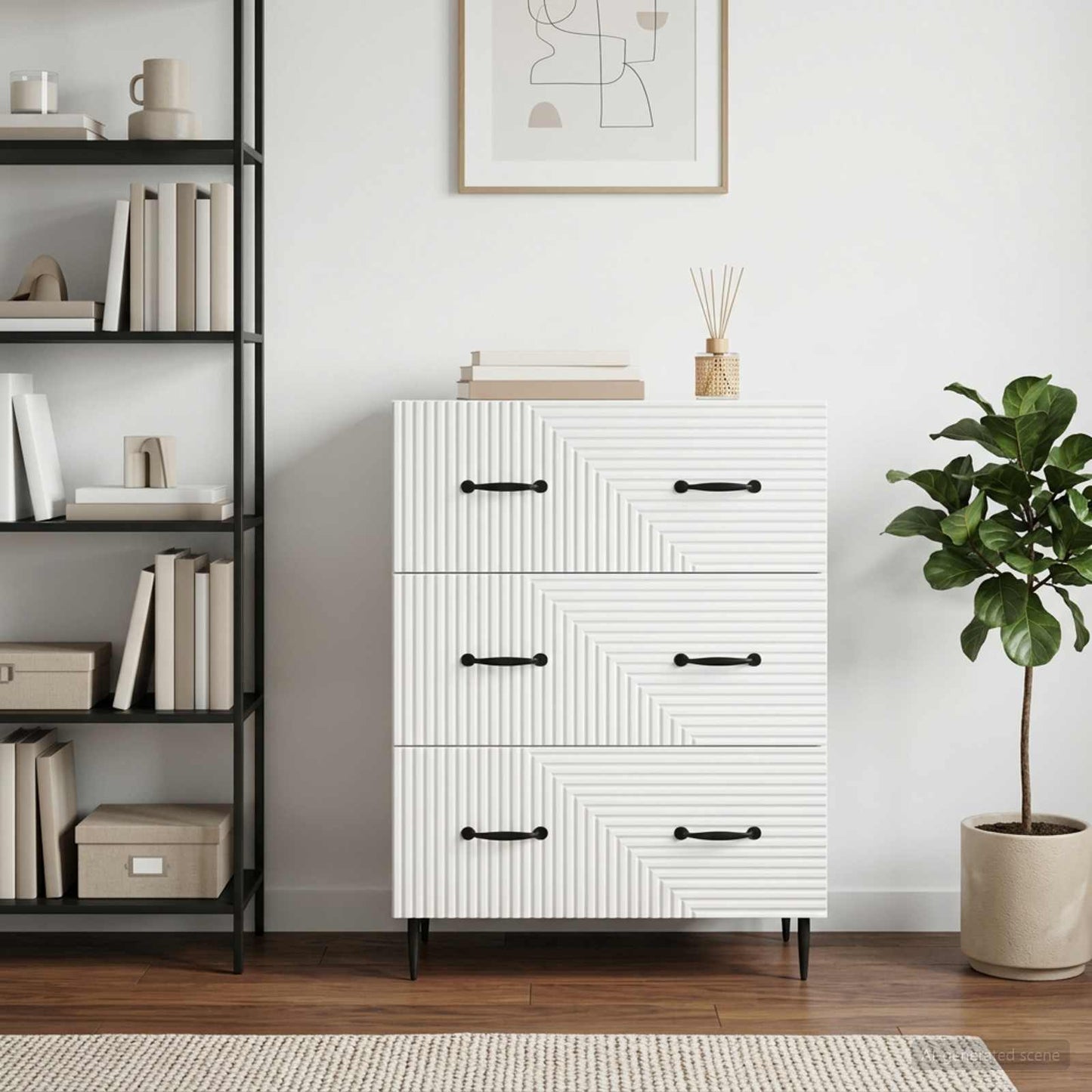 vidaXL Ντουλάπι με Συρτάρια Λευκό 66 x 34,5 x 89,5 εκ