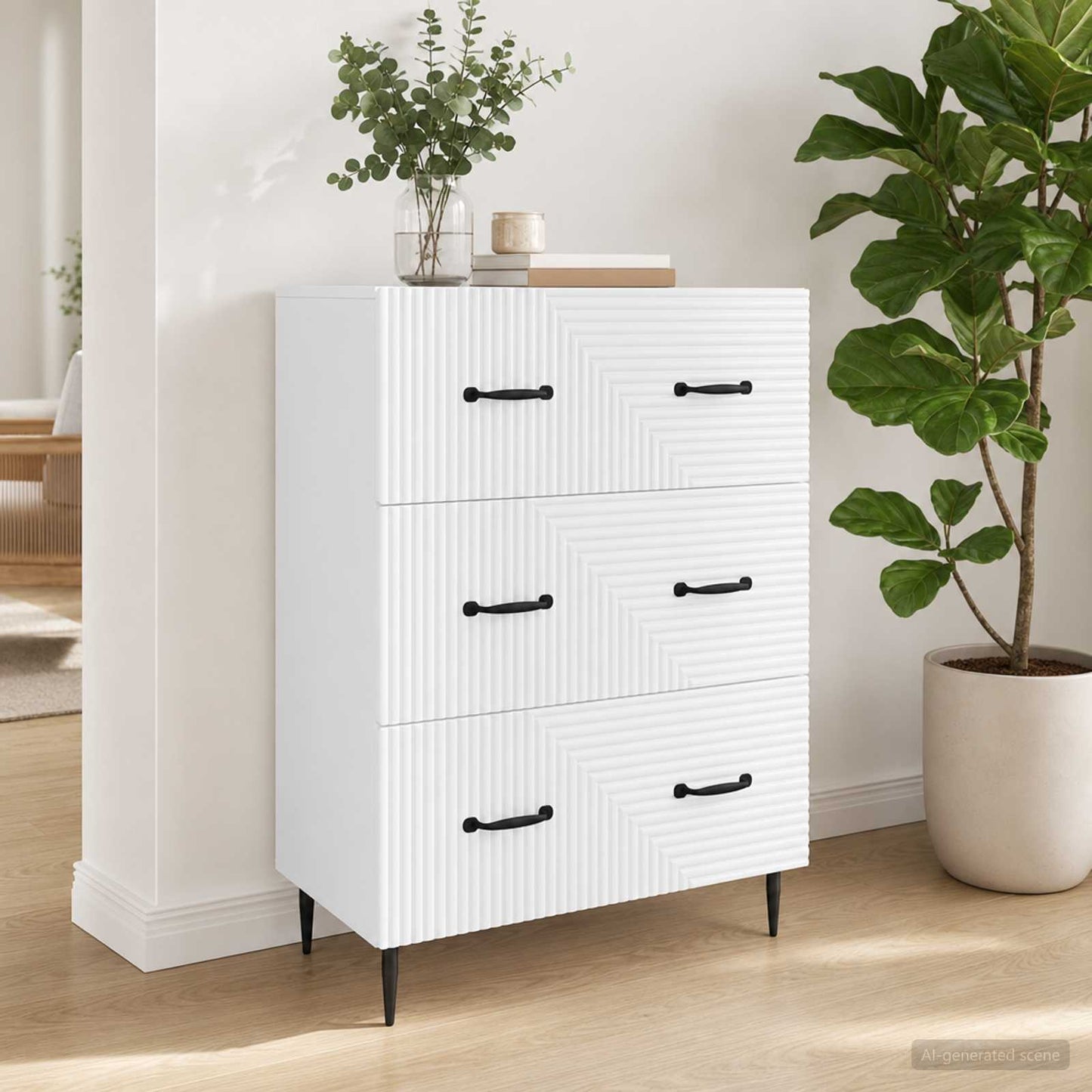 vidaXL Ντουλάπι με Συρτάρια Λευκό 66 x 34,5 x 89,5 εκ