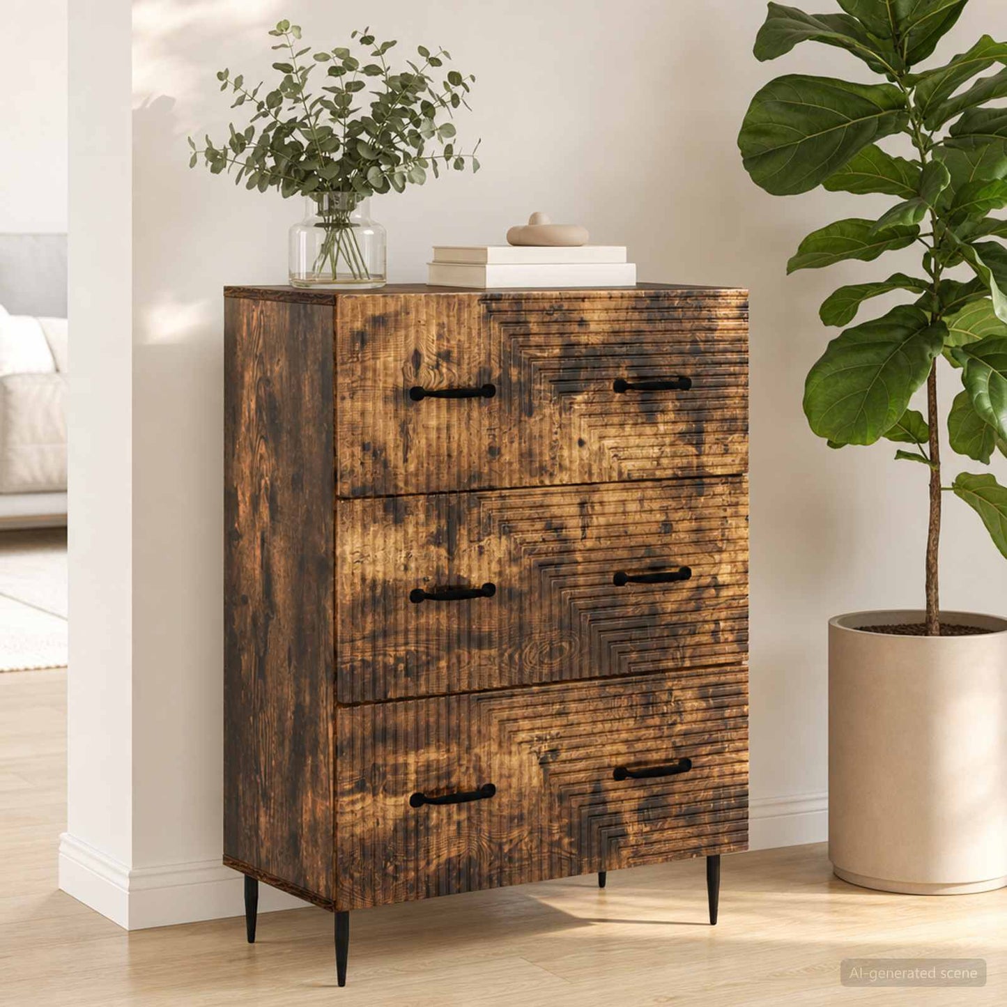 vidaXL Ντουλάπι με Συρτάρια 66 x 34,5 x 89,5 εκ Επεξεργασμένο Ξύλο