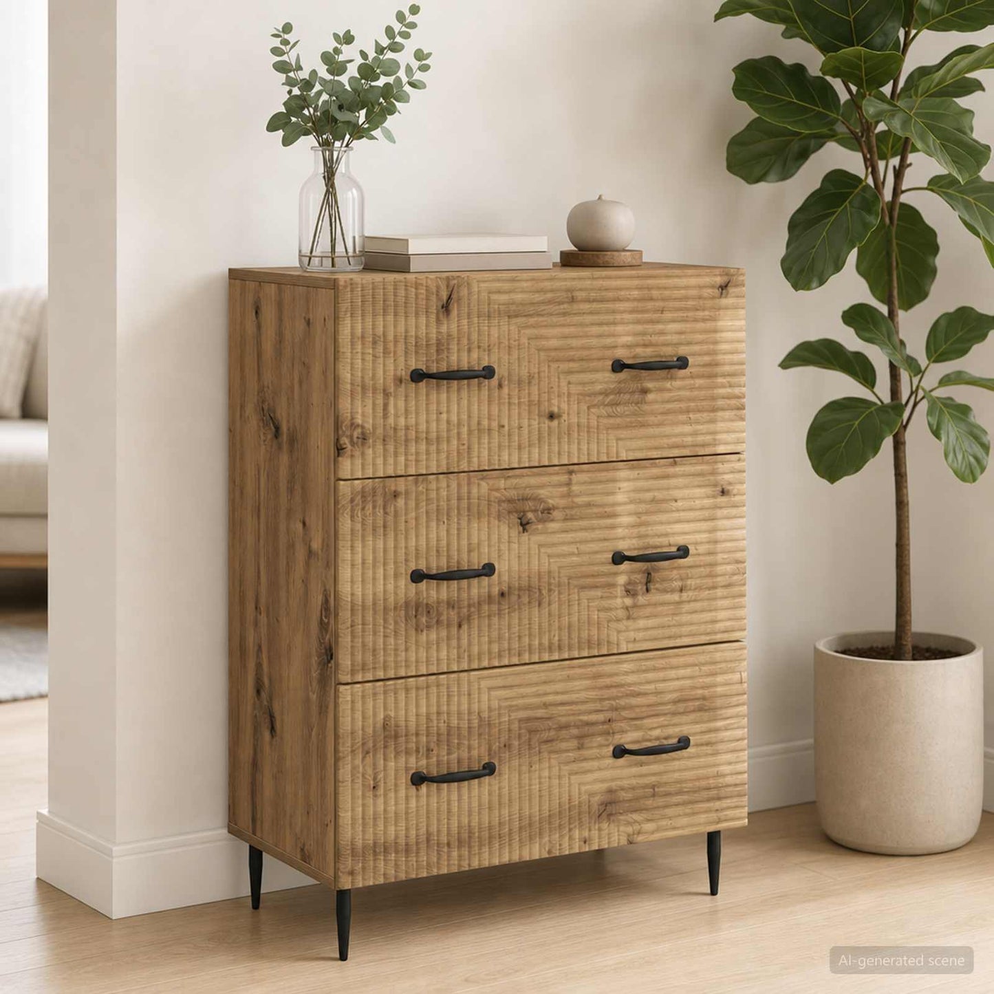 vidaXL Ντουλάπι με Συρτάρια 66 x 34,5 x 89,5 εκ Επεξεργασμένο Ξύλο