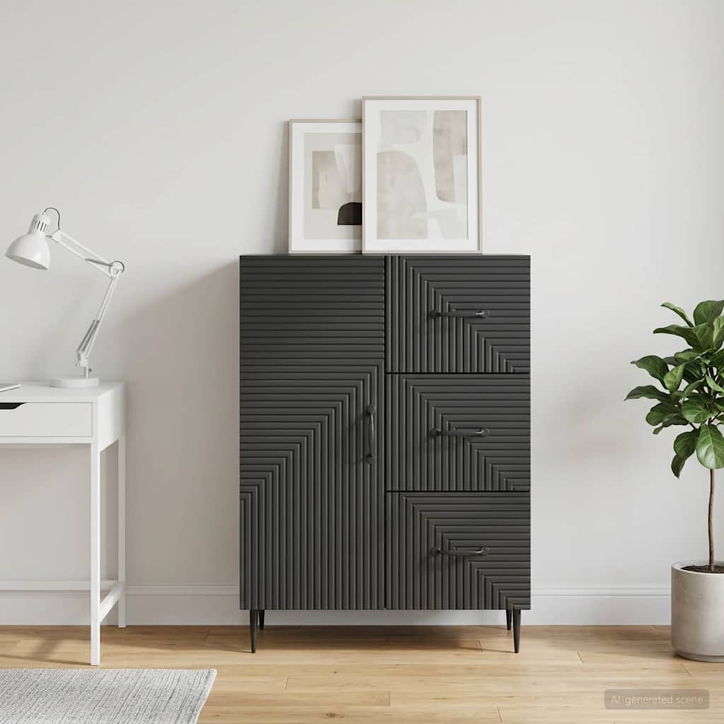 vidaXL Πλαϊνό γραφείο Μαύρο 66 x 34,5 x 89,5 εκ Επεξεργασμένο Ξύλο