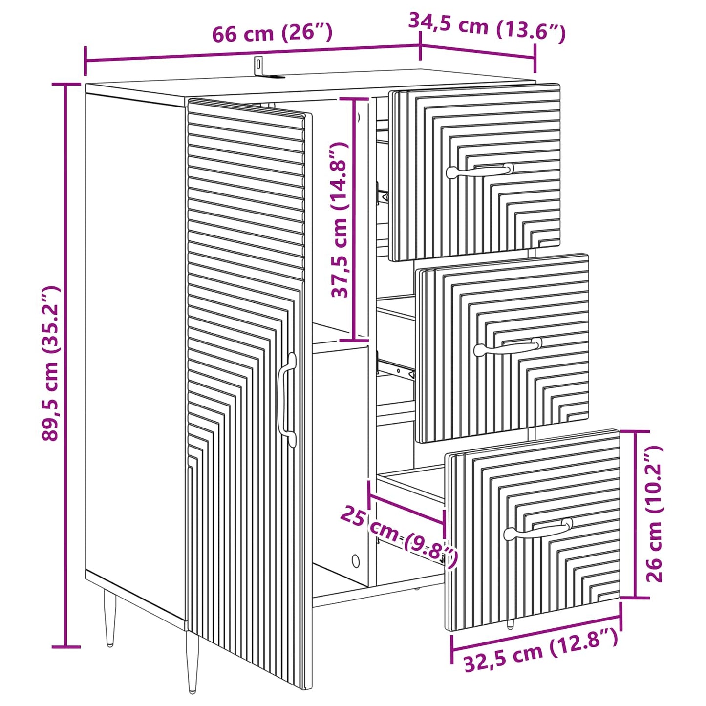 vidaXL Πλαϊνό γραφείο Μαύρο 66 x 34,5 x 89,5 εκ Επεξεργασμένο Ξύλο