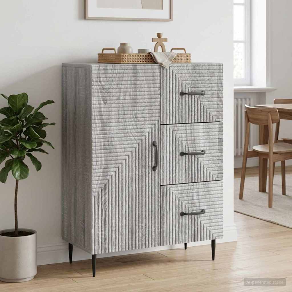 vidaXL Πλαϊνό γραφείο με συρτάρι Γκρι Sonoma 66 x 34,5 x 89,5 εκ