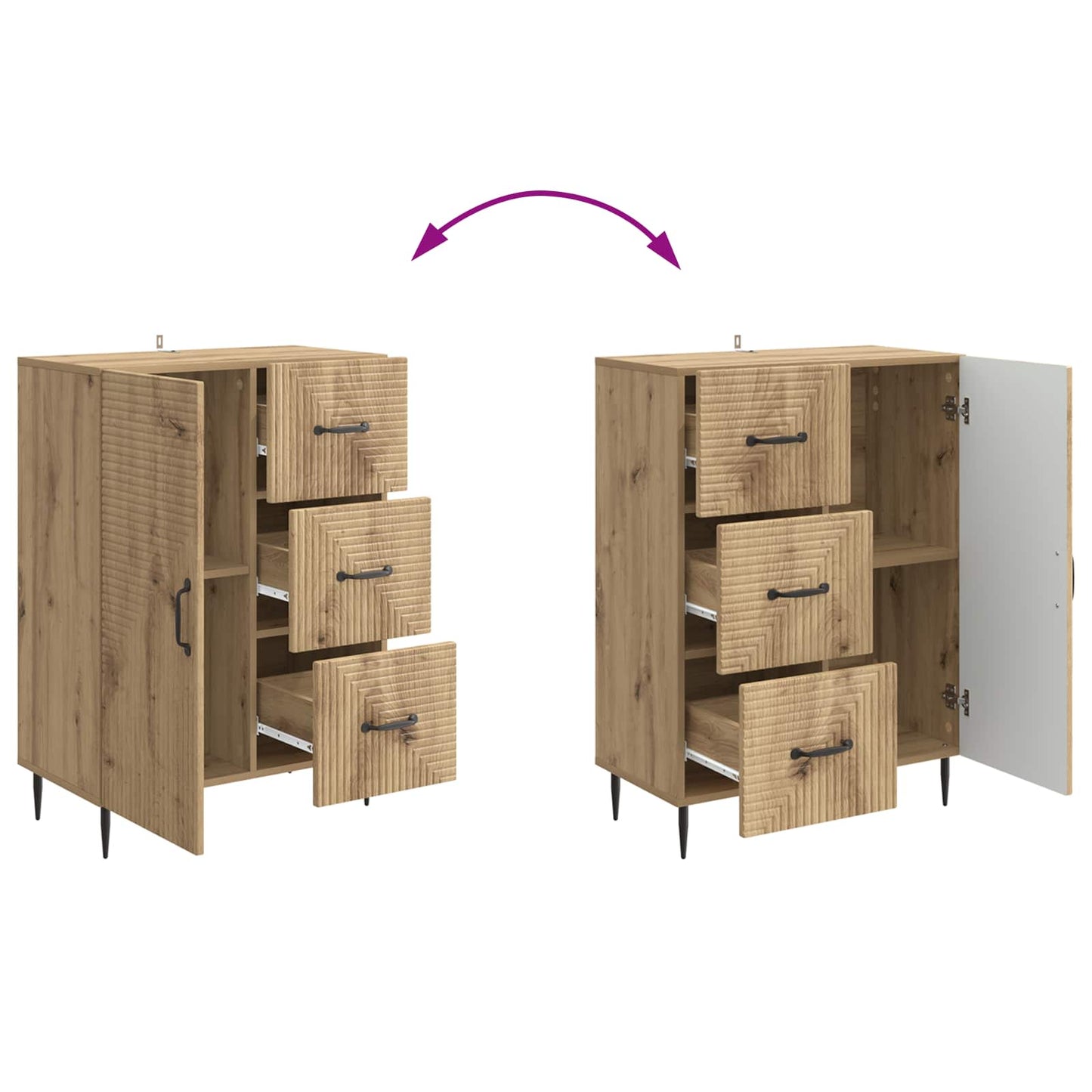 vidaXL Πλαϊνό γραφείο Artisan Δρυς 66 x 34,5 x 89,5 εκ