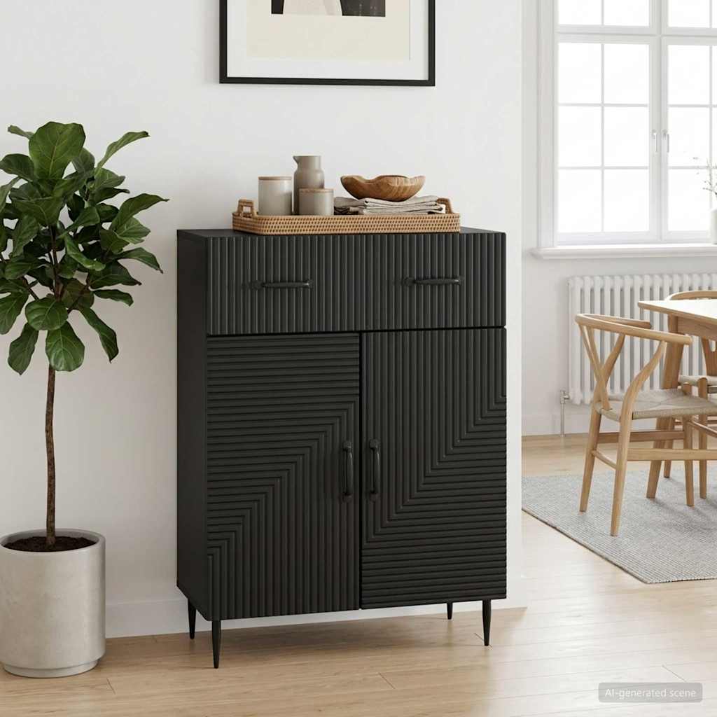vidaXL Πλαϊνό γραφείο Μαύρο 66 x 34,5 x 89,5 εκ Επεξεργασμένο Ξύλο