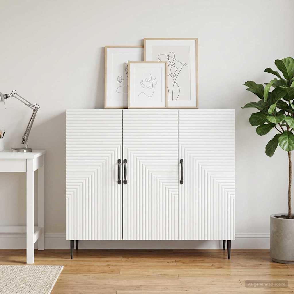 vidaXL Πλαϊνό γραφείο Λευκό 89 x 34,5 x 80 εκ Επεξεργασμένο Ξύλο