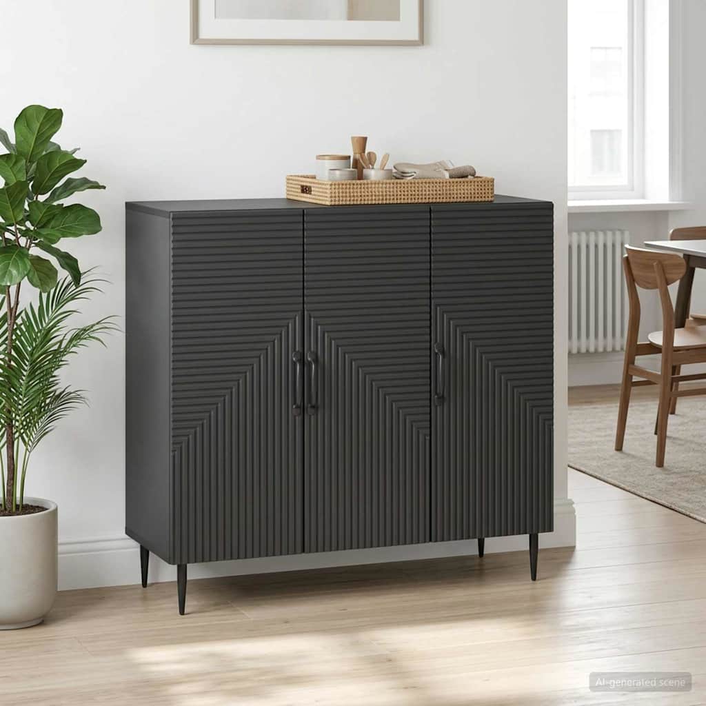 vidaXL Πλαϊνό γραφείο Μαύρο 89 x 34,5 x 80 εκ Επεξεργασμένο Ξύλο