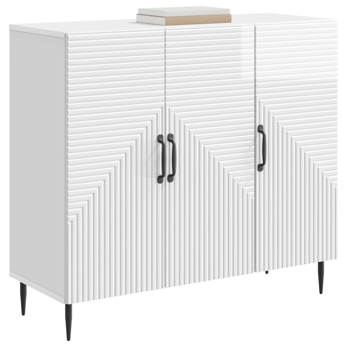 vidaXL Πλαϊνό γραφείο Γυαλιστερό Λευκό 89 x 34,5 x 80 εκ