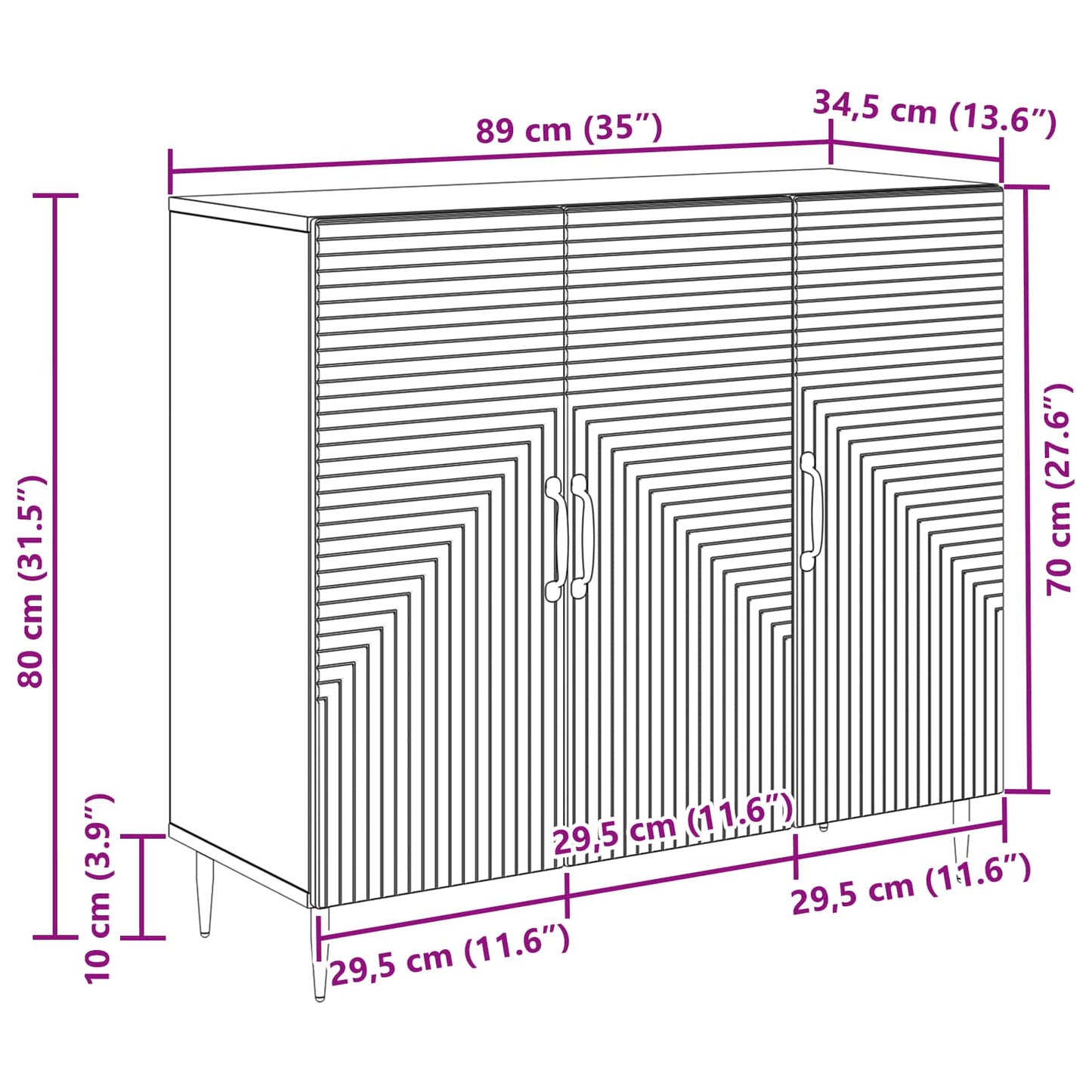 vidaXL Πλαϊνό γραφείο Καπνισμένο Ξύλο Δρυός 89 x 34,5 x 80 εκ