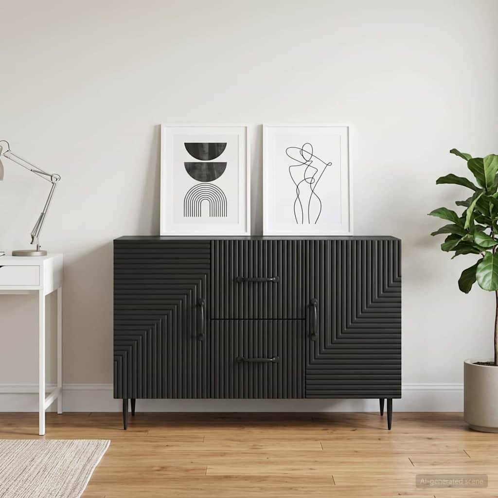 vidaXL Πλαϊνό γραφείο Μαύρο 89 x 34,5 x 60 εκ. Επεξεργασμένο Ξύλο