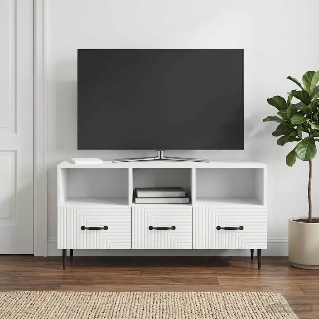 vidaXL Ντουλάπι TV Λευκό 102 x 34,5 x 50 εκ. Επεξεργασμένο Ξύλο