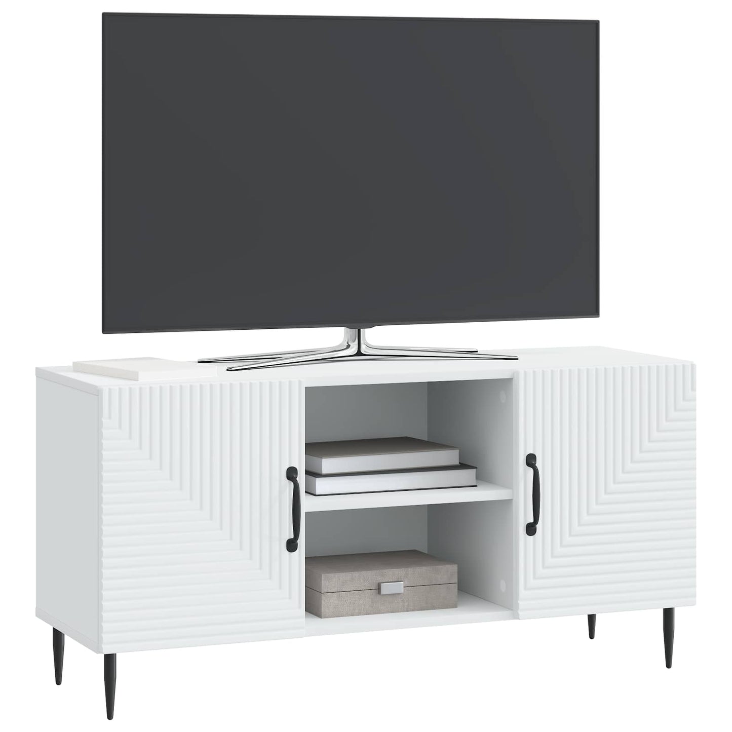 vidaXL Ντουλάπι TV Λευκό 102 x 34,5 x 50 εκ. Επεξεργασμένο Ξύλο