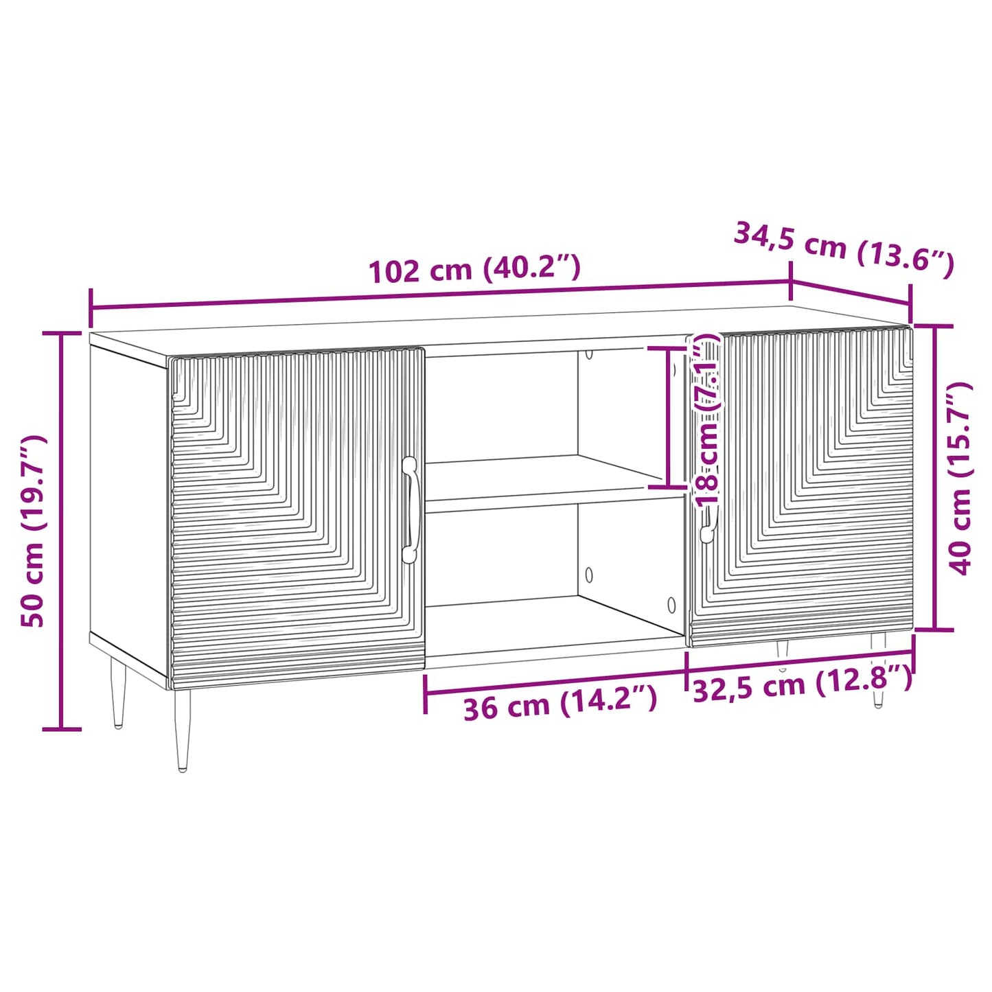 vidaXL Ντουλάπι TV Μαύρο 102 x 34,5 x 50 εκ. Επεξεργασμένο Ξύλο