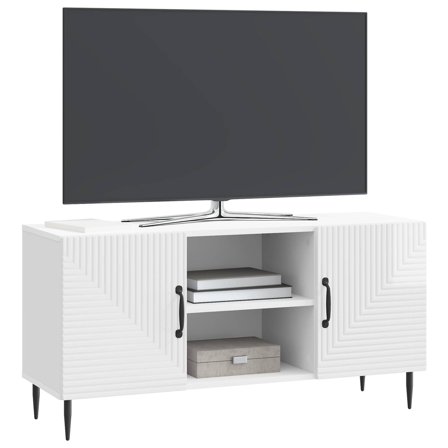 vidaXL Ντουλάπι TV Γυαλιστερό Λευκό 102 x 34,5 x 50 εκ.