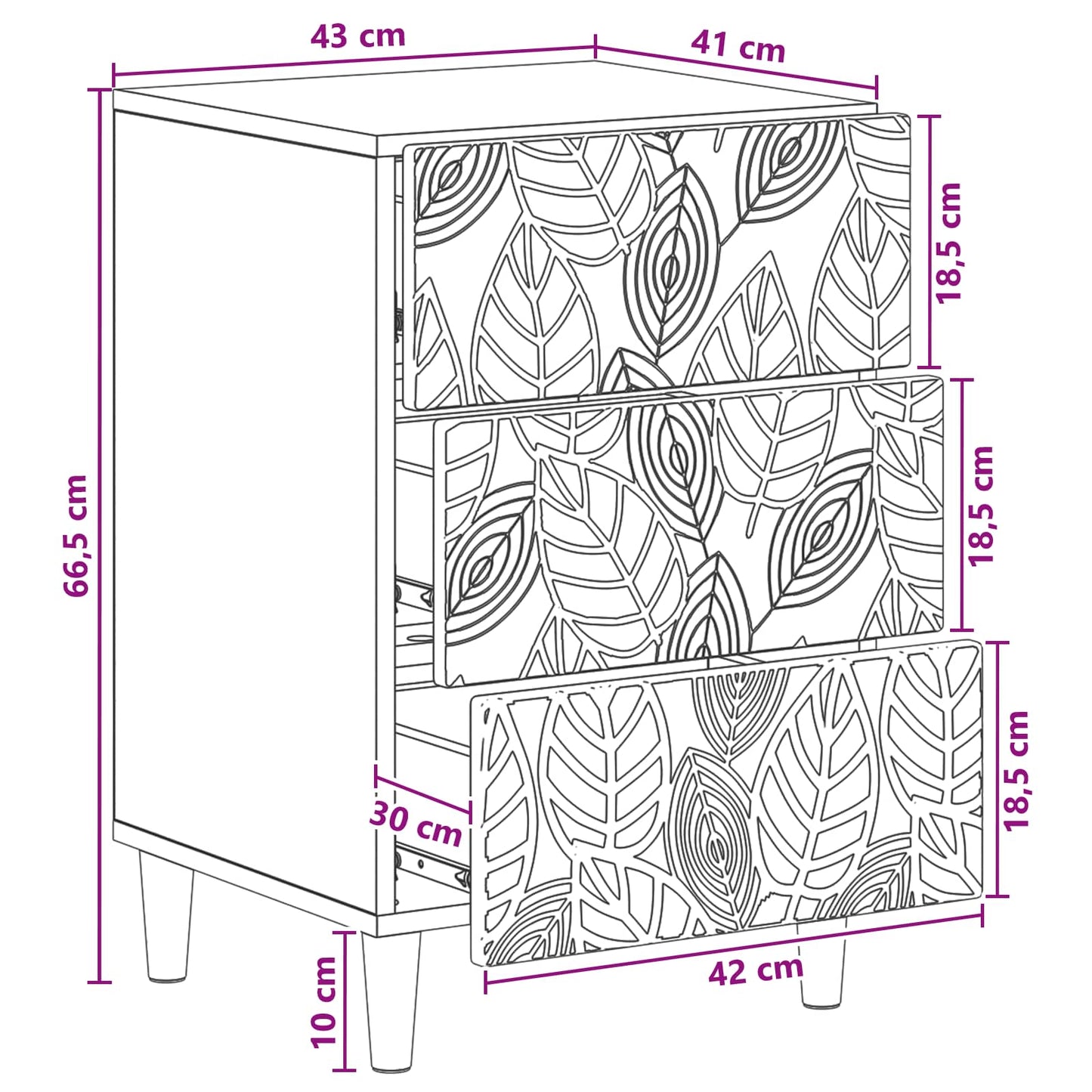 vidaXL Κομοδίνο Παλαιωμένο ξύλο 43 x 39,5 x 66,5 εκ Επεξεργασμένο Ξύλο
