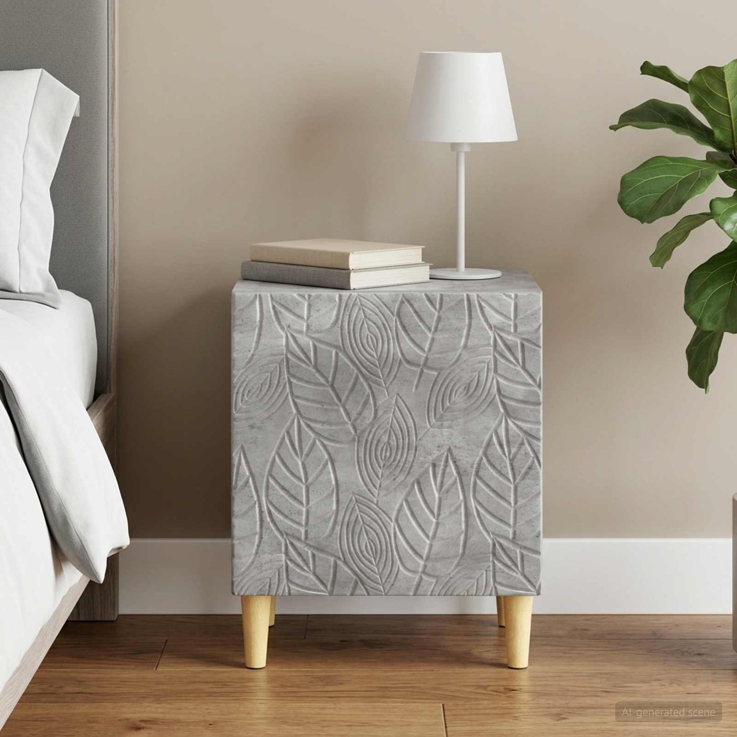 vidaXL Κομοδίνο Γκρι Σκυροδέματος 43 x 34,5 x 50 εκ Επεξεργασμένο Ξύλο