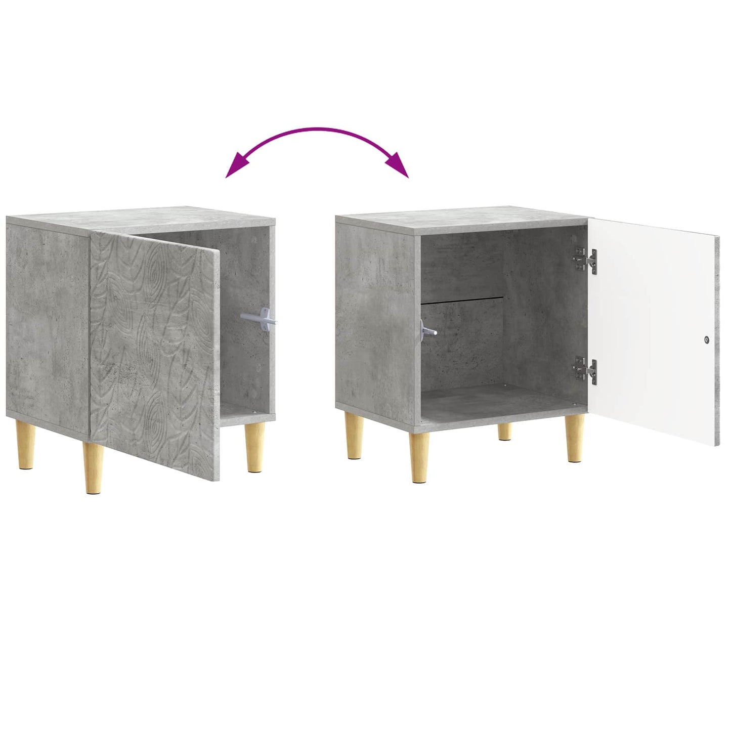 vidaXL Κομοδίνο Γκρι Σκυροδέματος 43 x 34,5 x 50 εκ Επεξεργασμένο Ξύλο