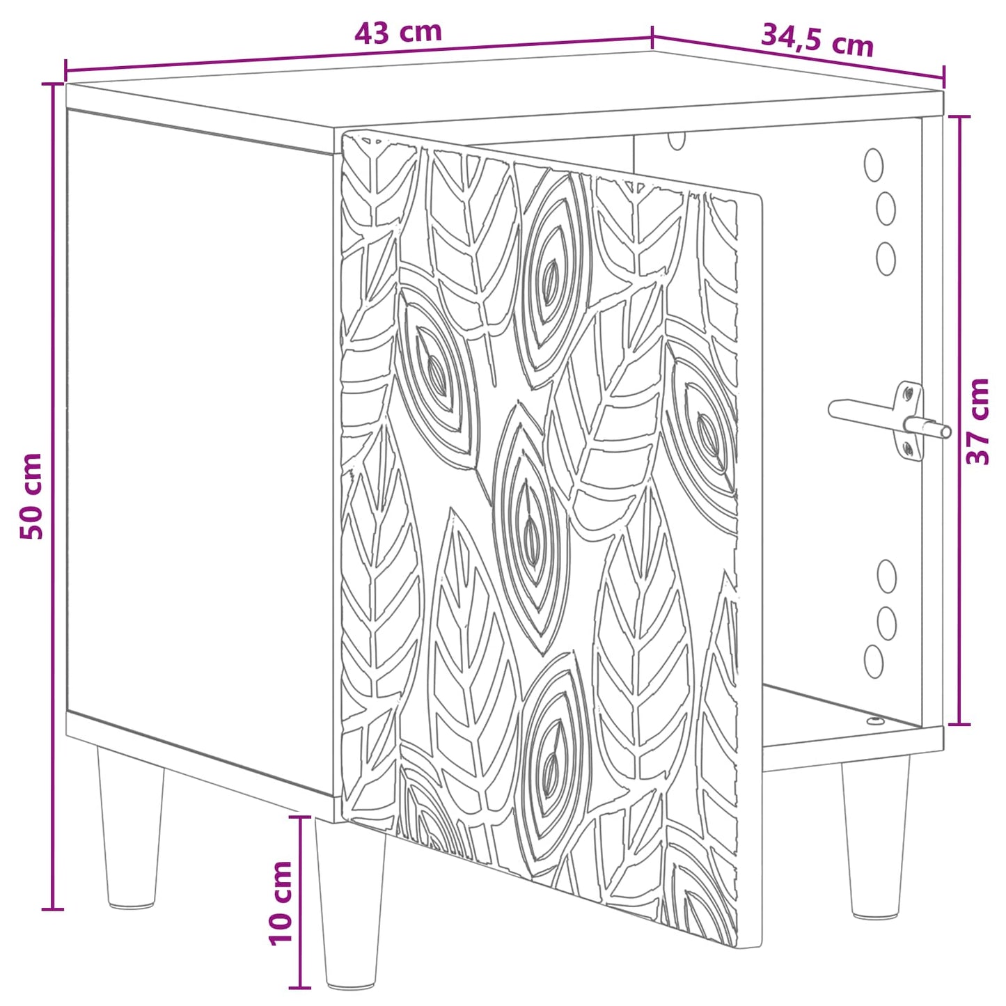 vidaXL Κομοδίνο Γκρι Σκυροδέματος 43 x 34,5 x 50 εκ Επεξεργασμένο Ξύλο