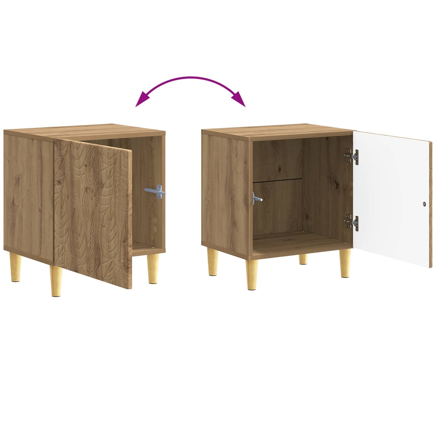 vidaXL Κομοδίνο Artisan Δρυς 43 x 34,5 x 50 εκ Επεξεργασμένο Ξύλο
