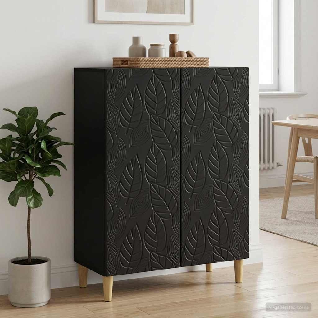 vidaXL Πλαϊνό γραφείο Μαύρο 66 x 34,5 x 90 εκ Επεξεργασμένο Ξύλο