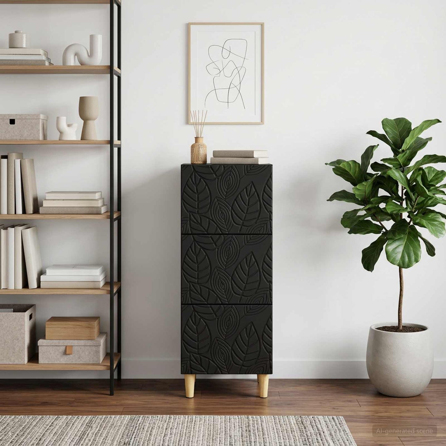 vidaXL Ντουλάπι με Συρτάρια 33 x 34,5 x 90 εκ Επεξεργασμένο Ξύλο Μαύρο