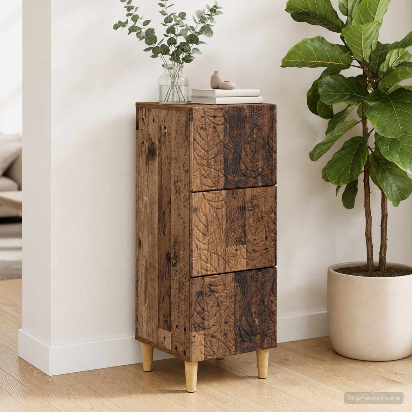 vidaXL Ντουλάπι με Συρτάρια 33 x 34,5 x 90 εκ Επεξεργασμένο Ξύλο