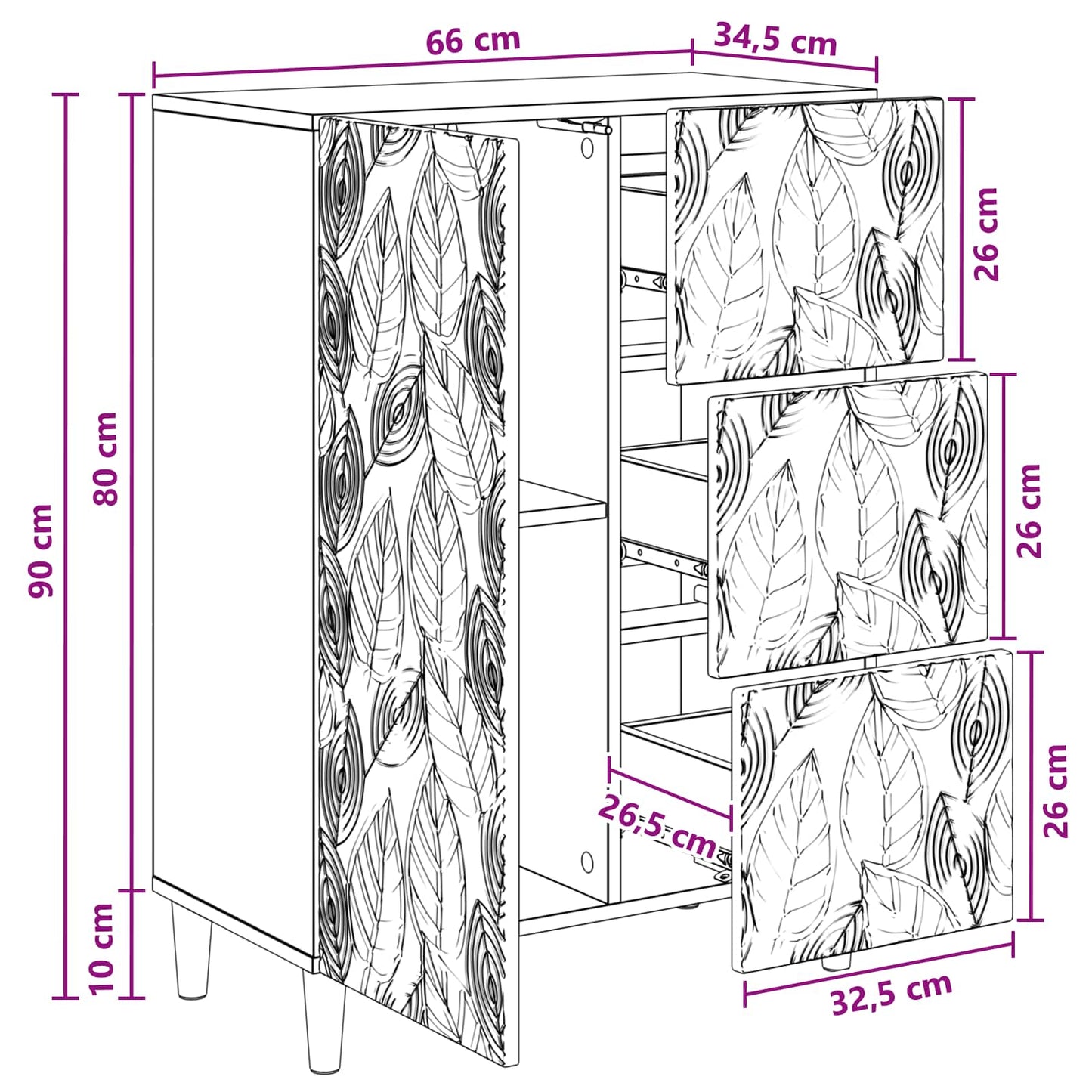 vidaXL Πλαϊνό γραφείο Παλαιωμένο ξύλο 66 x 34,5 x 90 εκ