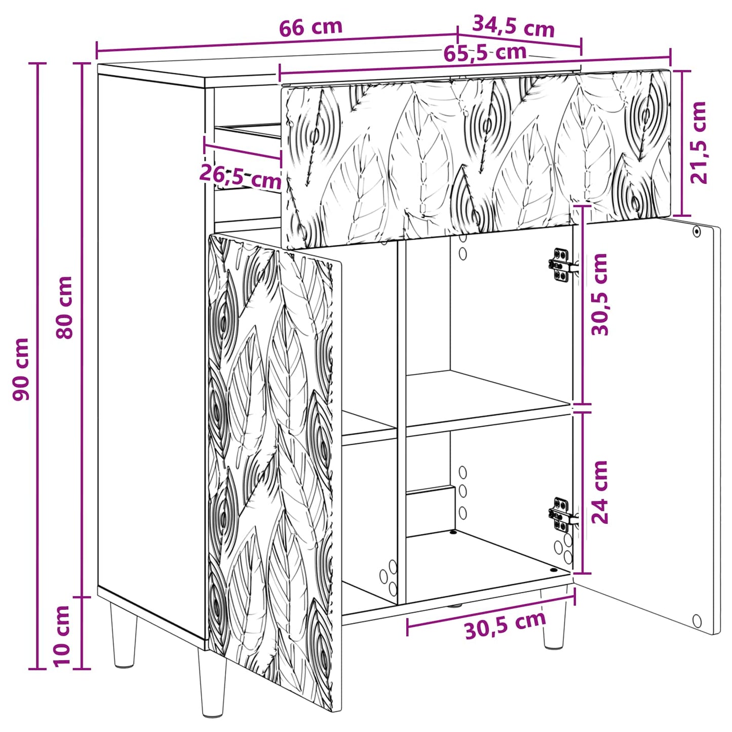 vidaXL Πλαϊνό γραφείο Γκρι Σκυροδέματος 66 x 34,5 x 90 εκ