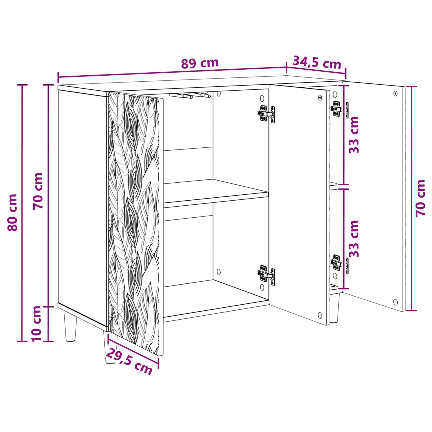 vidaXL Πλαϊνό γραφείο Μαύρο 89 x 34,5 x 80 εκ Επεξεργασμένο Ξύλο