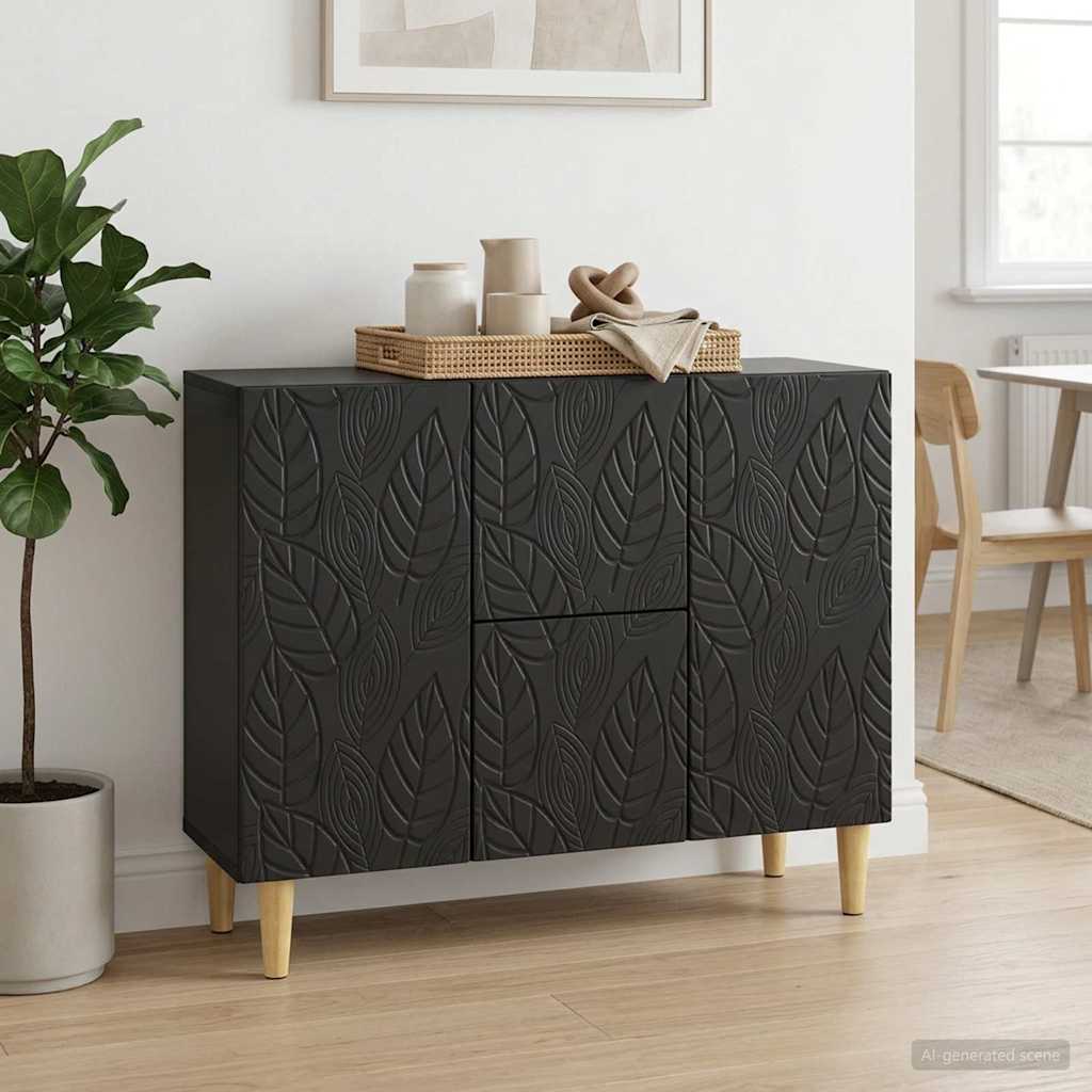 vidaXL Πλαϊνό γραφείο Μαύρο 89 x 34,5 x 60 εκ. Επεξεργασμένο Ξύλο