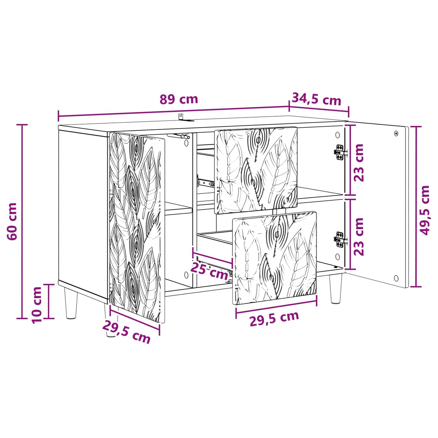vidaXL Πλαϊνό γραφείο Artisan Δρυς 89 x 34,5 x 60 εκ.