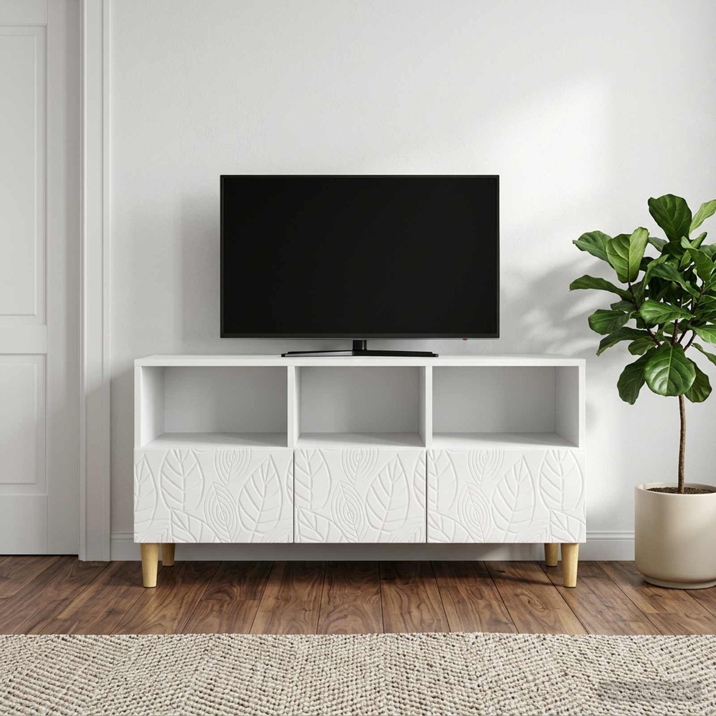 vidaXL Ντουλάπι TV 102 x 34,5 x 50 εκ. Γυαλιστερό Λευκό