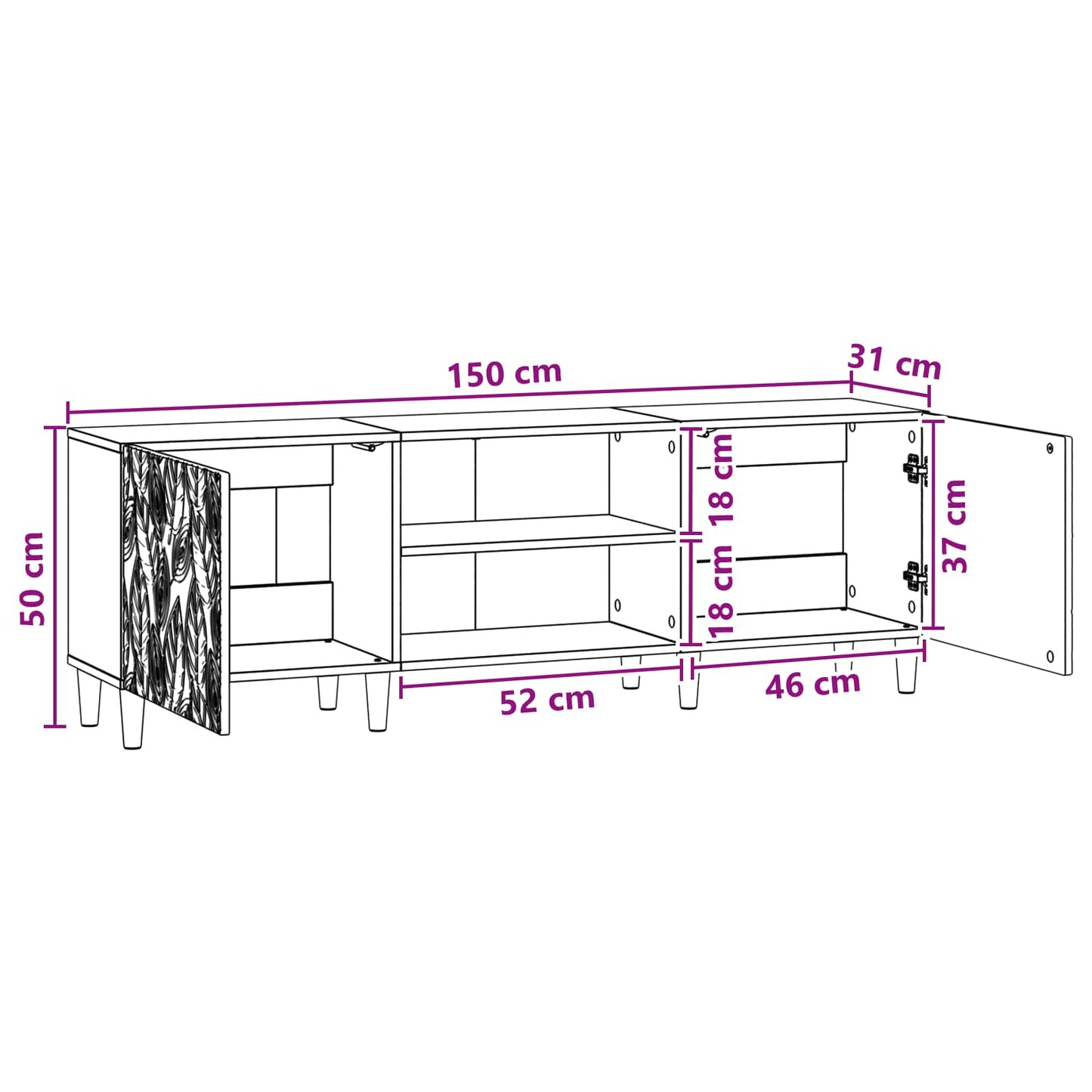 vidaXL Ντουλάπι TV 150 x 31 x 50 εκ. Γκρι Sonoma Επεξεργασμένο Ξύλο