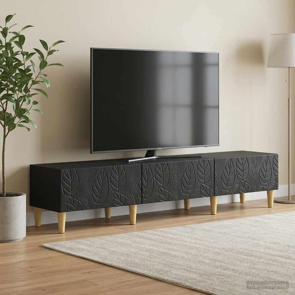 vidaXL Ντουλάπι TV 147 x 34,5 x 30 εκ Μαύρο Επεξεργασμένο Ξύλο