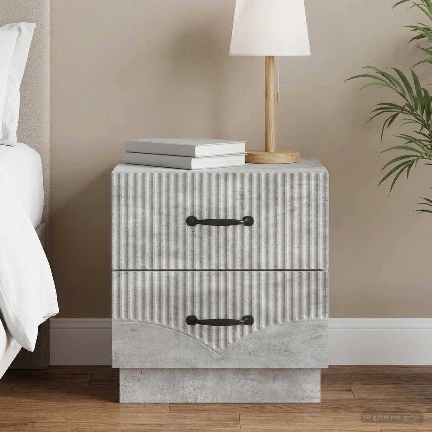 vidaXL Κομοδίνο με συρτάρι Γκρι Σκυροδέματος 43 x 34,5 x 44,5 εκ