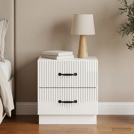 vidaXL Κομοδίνο με συρτάρι Γυαλιστερό Λευκό 43 x 34,5 x 44,5 εκ
