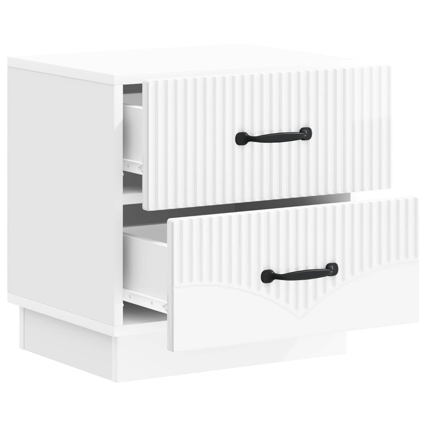 vidaXL Κομοδίνο με συρτάρι Γυαλιστερό Λευκό 43 x 34,5 x 44,5 εκ
