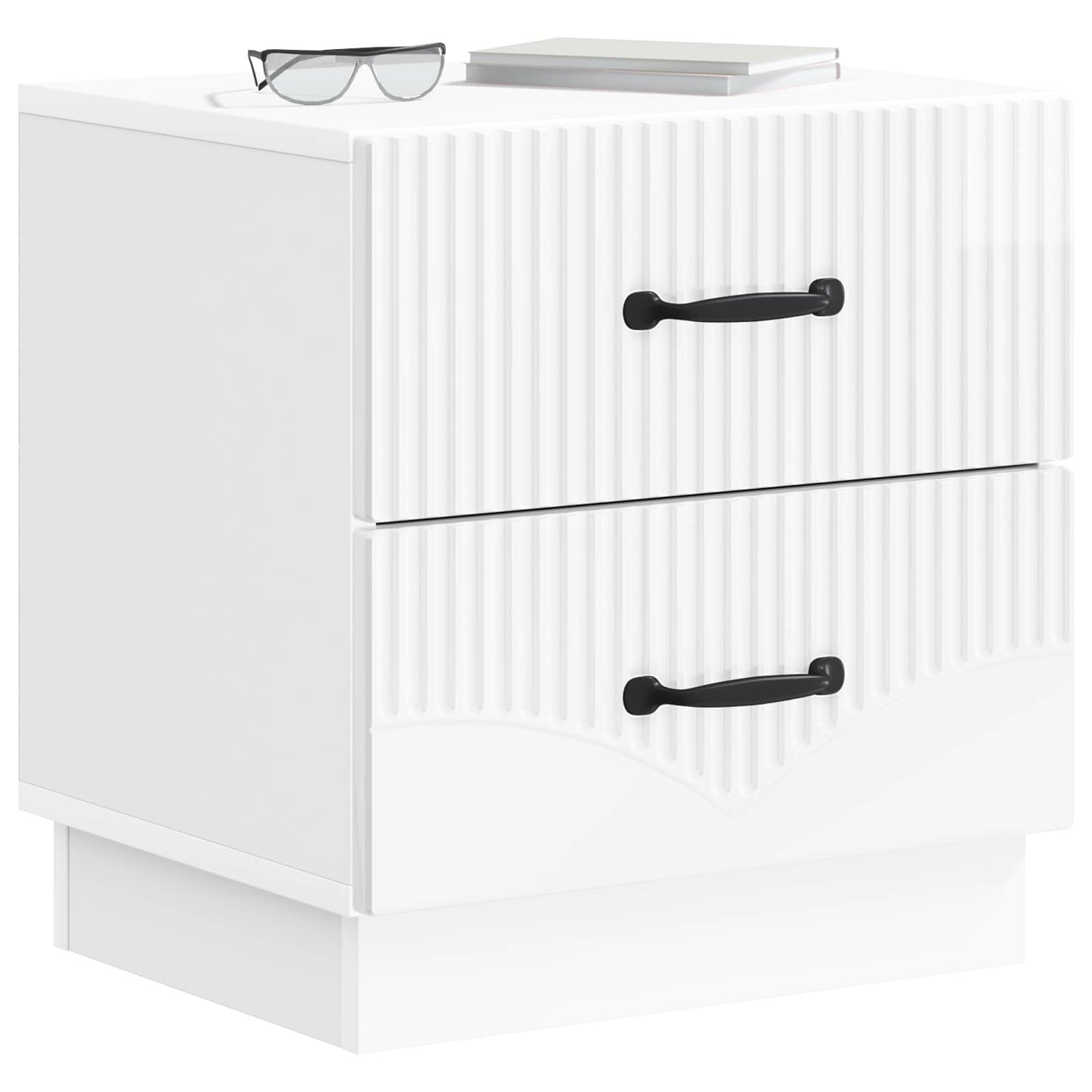 vidaXL Κομοδίνο με συρτάρι Γυαλιστερό Λευκό 43 x 34,5 x 44,5 εκ