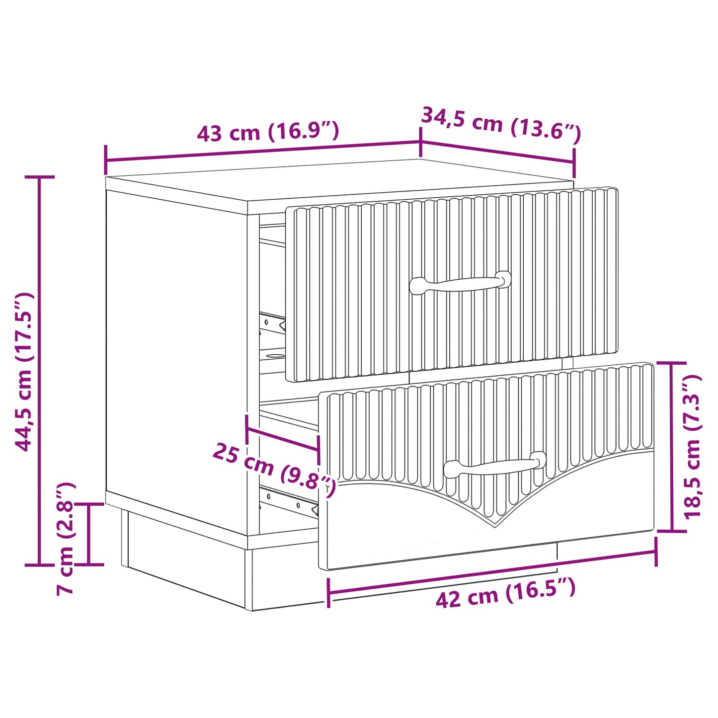 vidaXL Κομοδίνο με συρτάρι Γυαλιστερό Λευκό 43 x 34,5 x 44,5 εκ