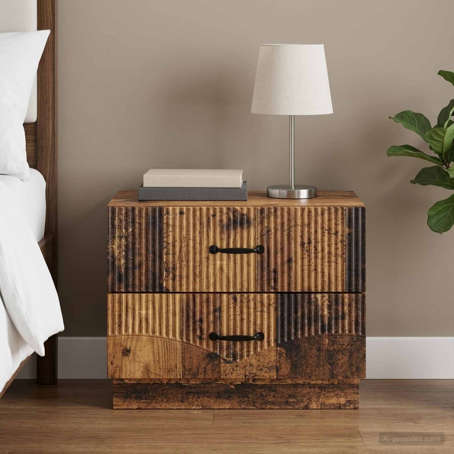 vidaXL Κομοδίνο Παλαιωμένο ξύλο 62 x 34,5 x 44,5 εκ Επεξεργασμένο Ξύλο