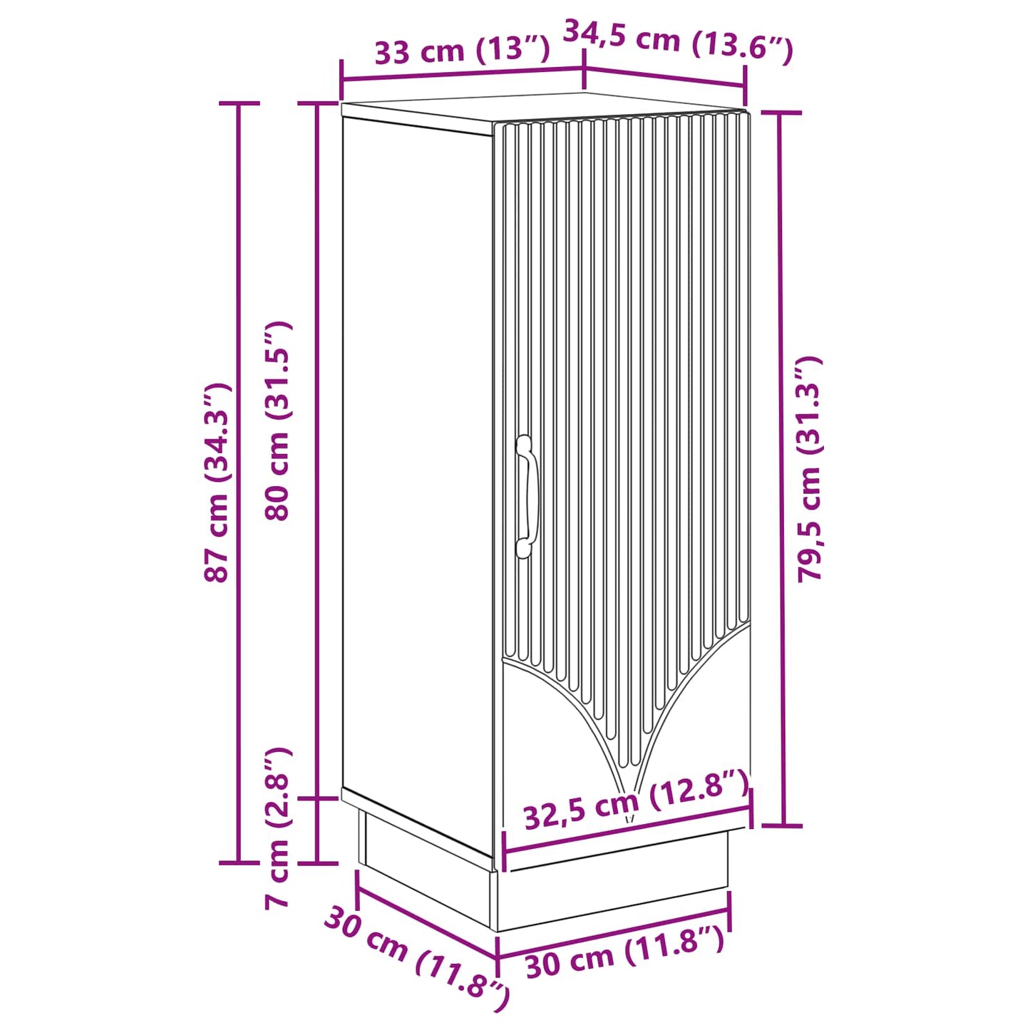 vidaXL Πλαϊνό γραφείο Sonoma Δρυς 33 x 34,5 x 87 εκ.
