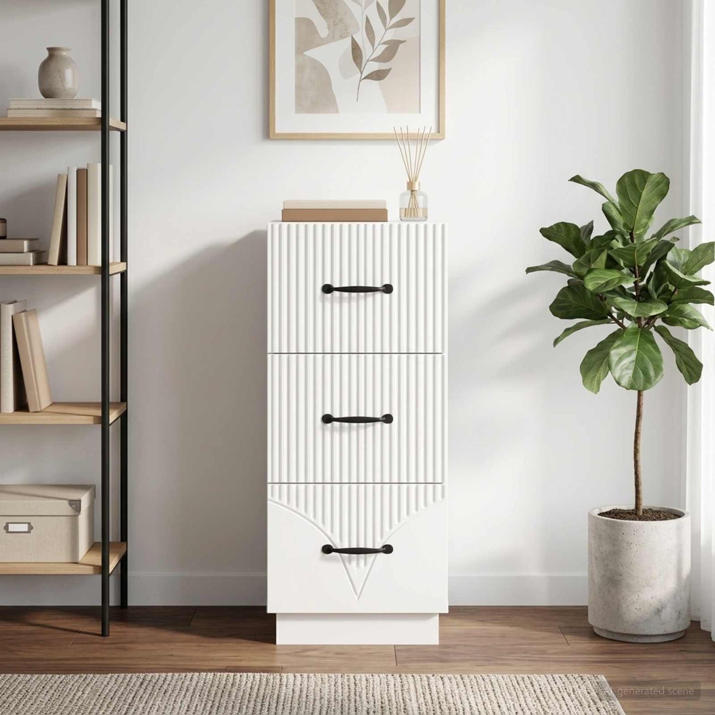 vidaXL Ντουλάπι με Συρτάρια Λευκό 33 x 34,5 x 87 εκ.