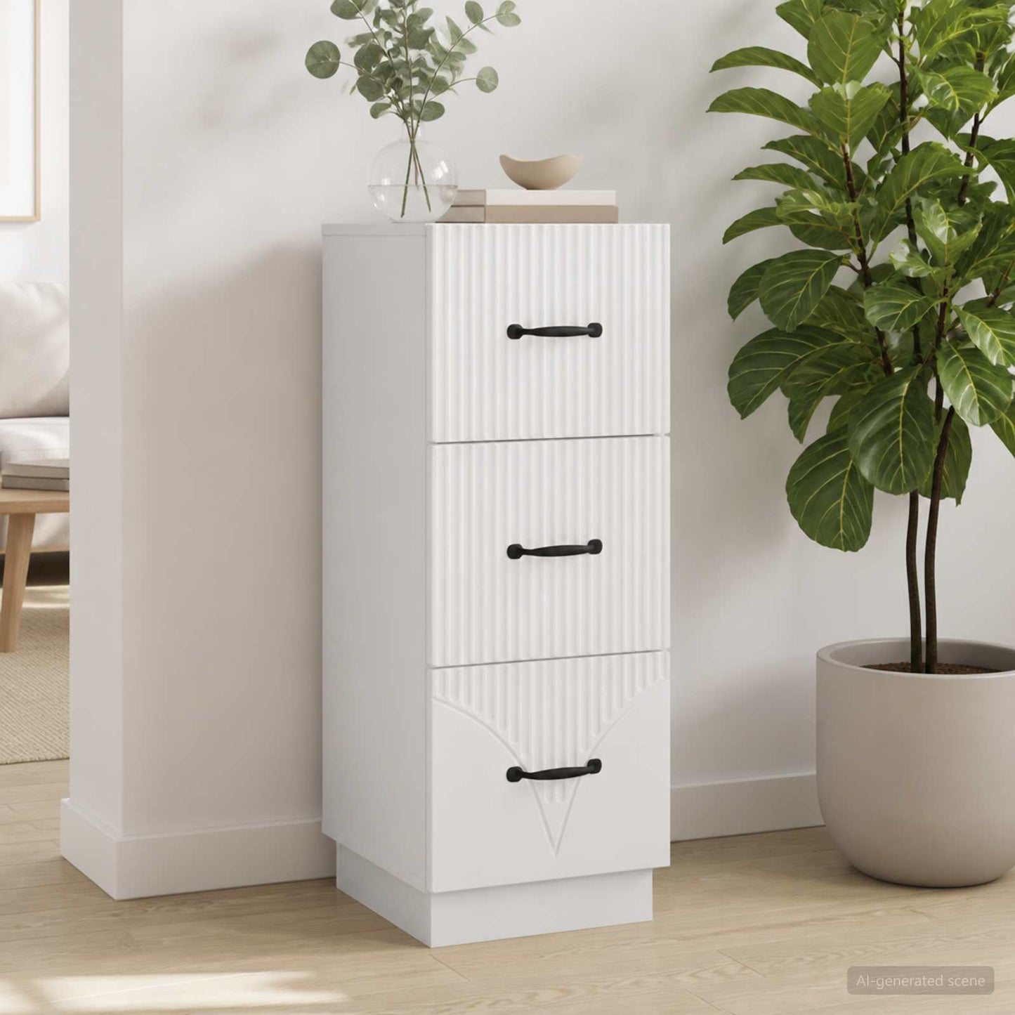 vidaXL Ντουλάπι με Συρτάρια Λευκό 33 x 34,5 x 87 εκ.