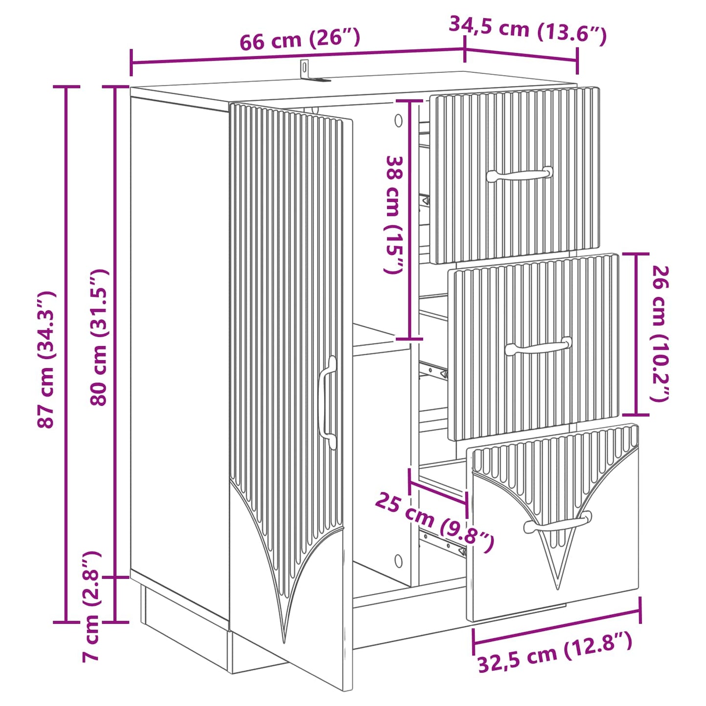 vidaXL Πλαϊνό γραφείο με συρτάρι Γκρι Sonoma 66 x 34,5 x 87 εκ.