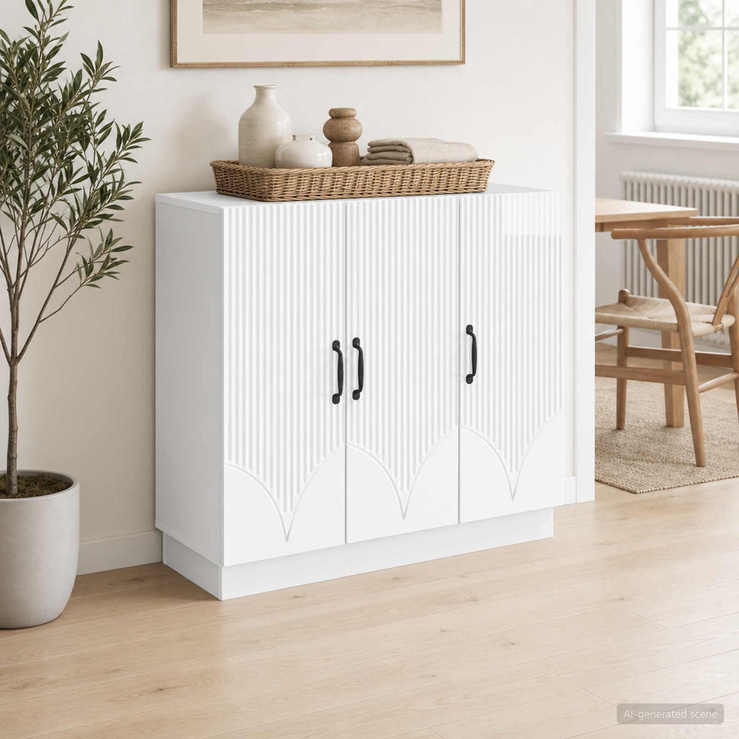 vidaXL Πλαϊνό γραφείο Γυαλιστερό Λευκό 89 x 34,5 x 77 εκ.