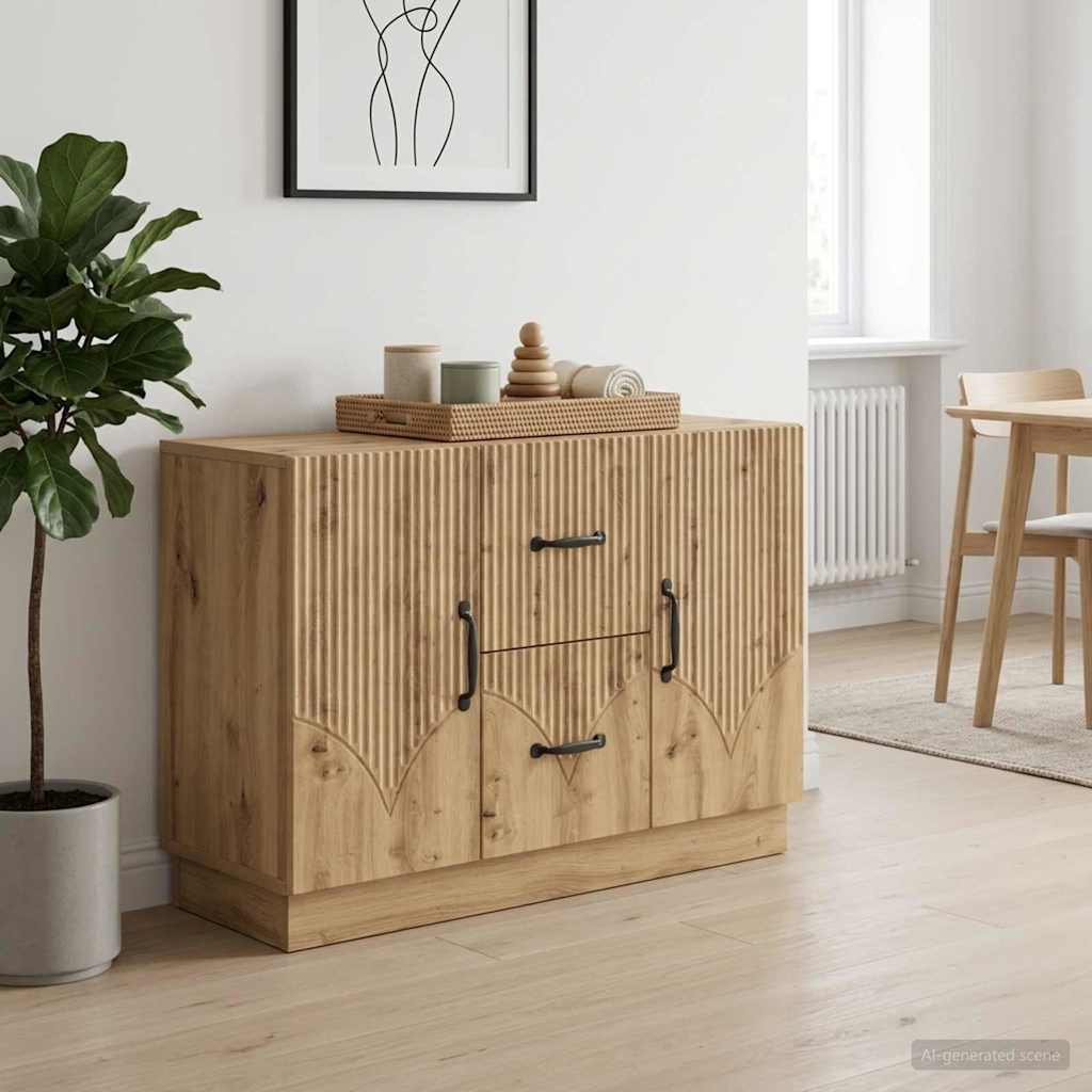 vidaXL Πλαϊνό γραφείο με συρτάρι Artisan Δρυς 89 x 34,5 x 57 εκ.